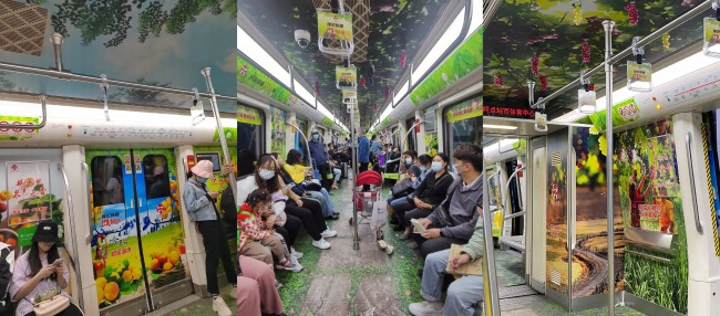 鄭州地鐵全景內(nèi)包車文旅特產(chǎn)投放案例，鄭州地鐵車廂貼廣告價(jià)格